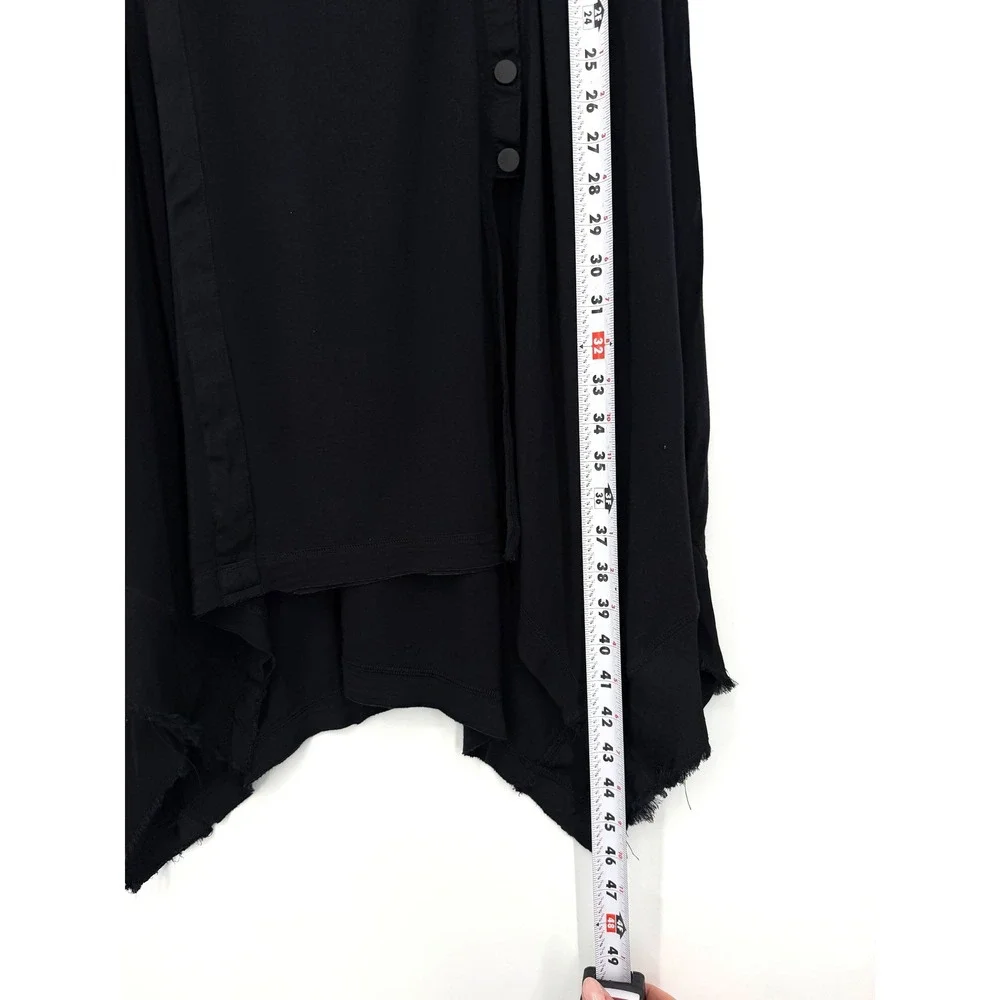 Free People Kismet Black Asymmetrical Button Mini Dress Raw Hem XS OB1412981 - Picture 12 of 12